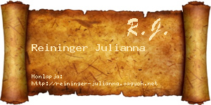 Reininger Julianna névjegykártya